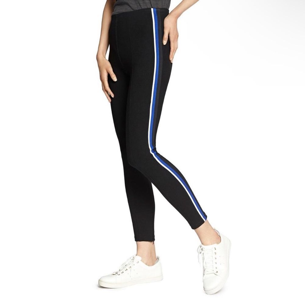 NWT $99 Sanctuary Womens Black With Blue White Side-Striped Leggings Pant XS